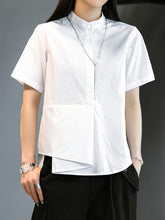 Simple Irregular Wrinkle Casual Short Sleeved Shirt